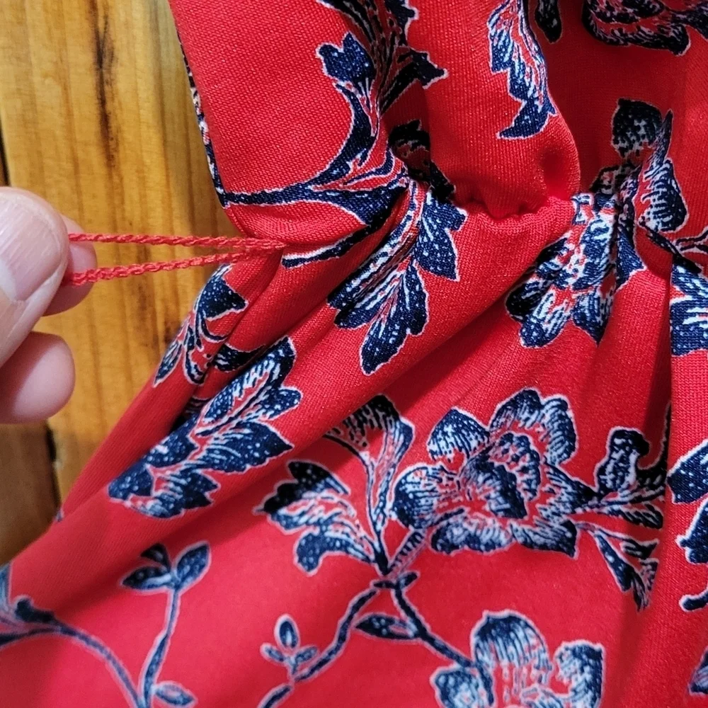 New Directions Red Cut Out Pleated Jumpsuit - Picture 5 of 15